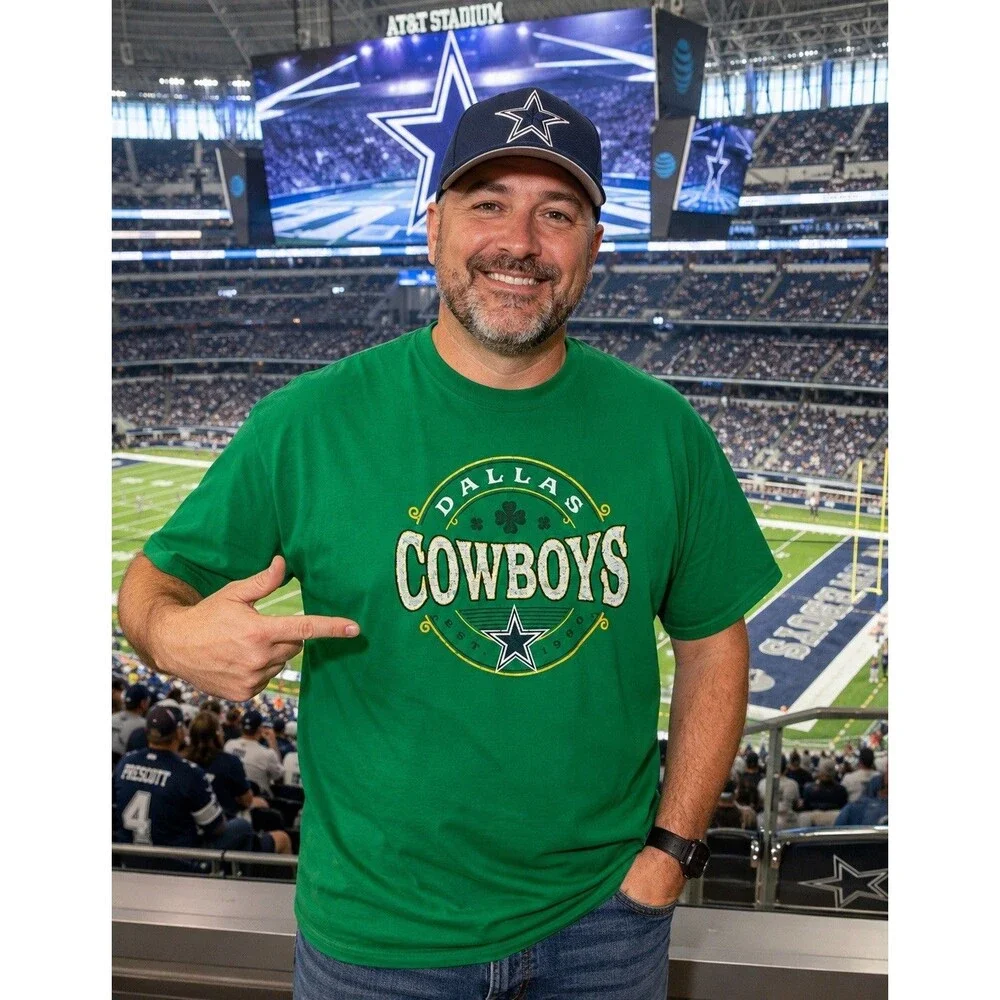 Dallas Cowboys St Patrick’s Day Green T Shirt 3XLT Big Tall NFL Tee Shamrock - Picture 1 of 13